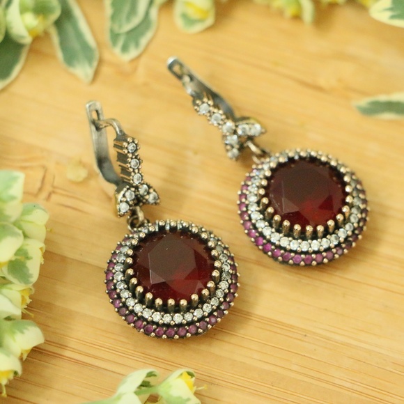 Grand Bazaar Jewelers Jewelry - 925 Sterling Silver with Jade & CZ Stones Earrings